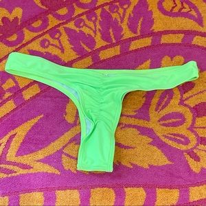 Neon green cheeky thong bikini bottoms